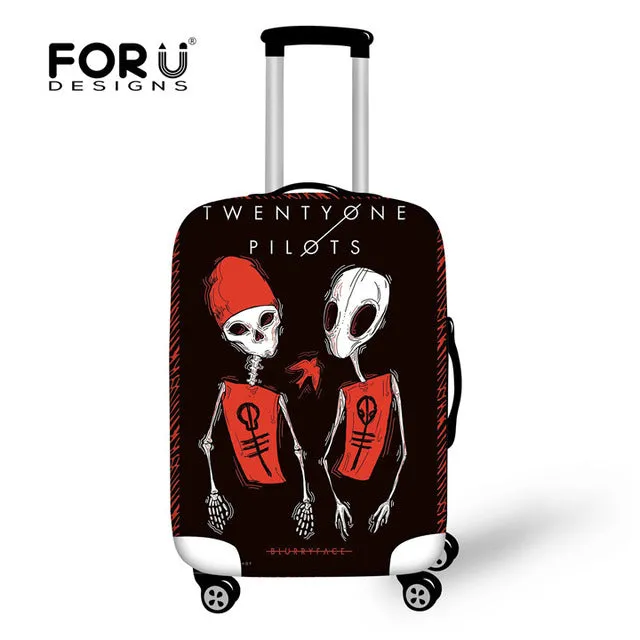 FORUDESIGNS Customade Travel Luggage Protective Cover,Skull Dust Covers to 18-28 inch Case Elastic Waterproof Suitcase Cover