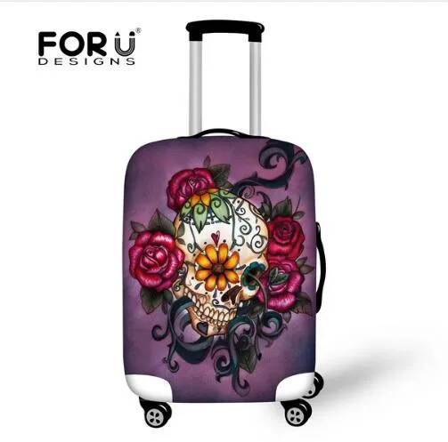 FORUDESIGNS Customade Travel Luggage Protective Cover,Skull Dust Covers to 18-28 inch Case Elastic Waterproof Suitcase Cover