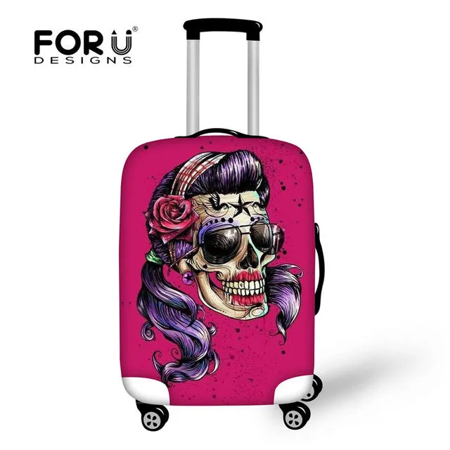 FORUDESIGNS Customade Travel Luggage Protective Cover,Skull Dust Covers to 18-28 inch Case Elastic Waterproof Suitcase Cover