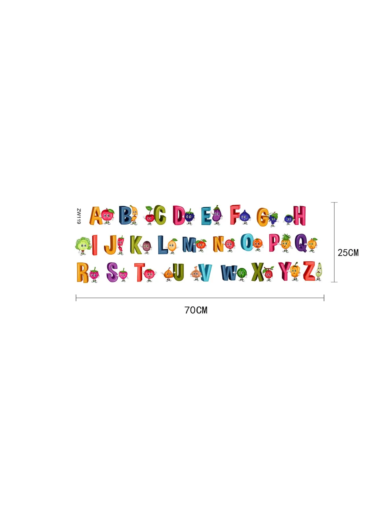 Fruit Alphabet Wall Sticker Decorative Wall Art Decal Creative Design for Home