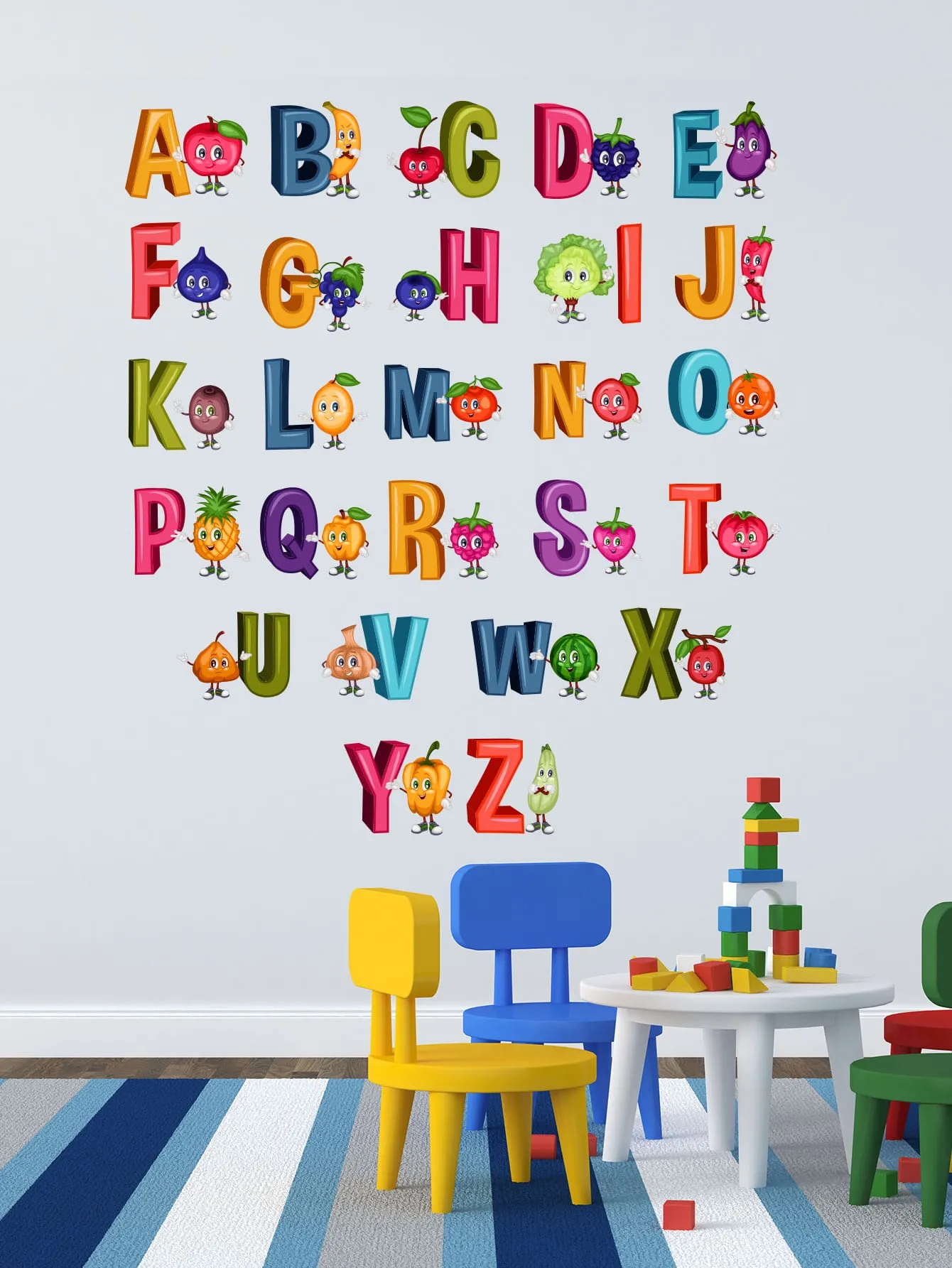 Fruit Alphabet Wall Sticker Decorative Wall Art Decal Creative Design for Home