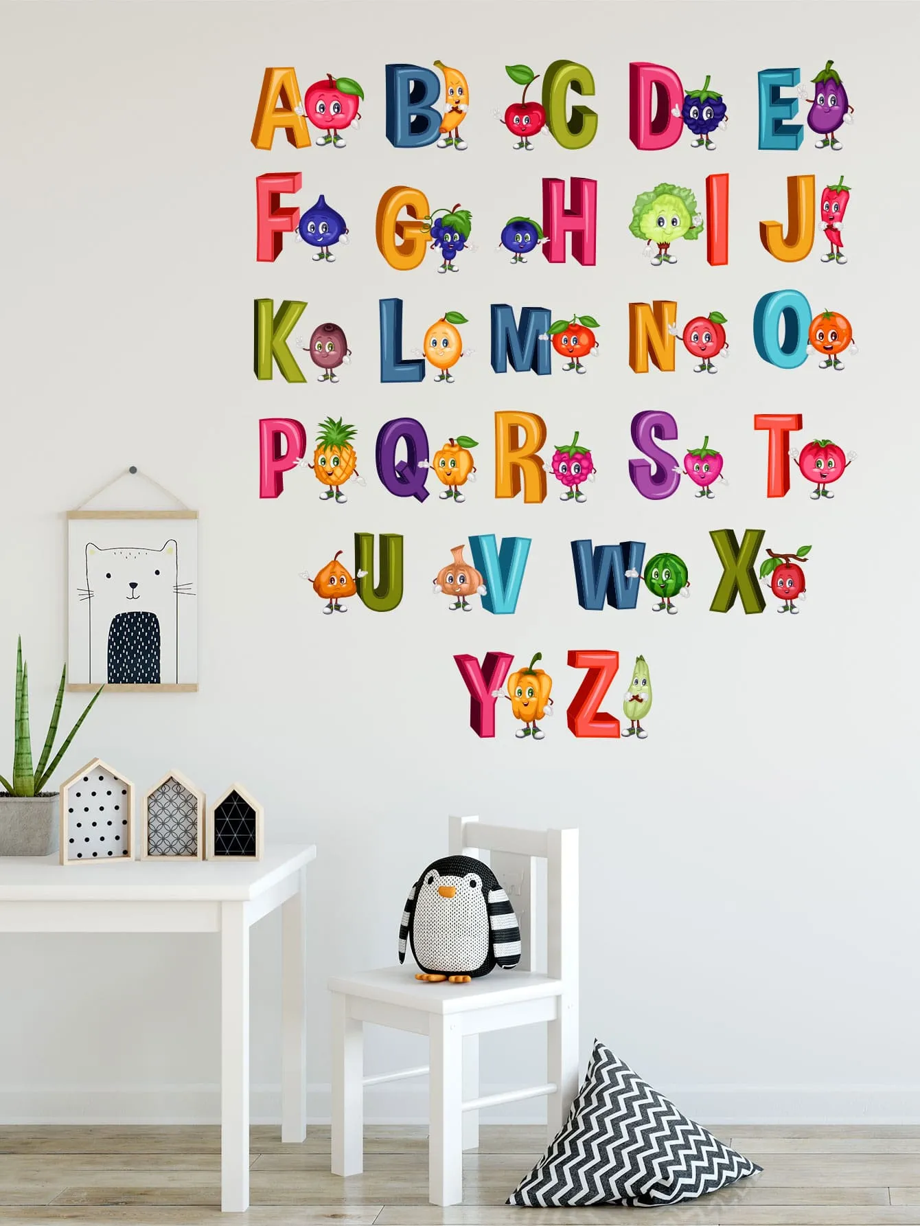 Fruit Alphabet Wall Sticker Decorative Wall Art Decal Creative Design for Home