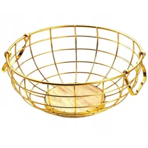 Fruit Basket With Handle Gold