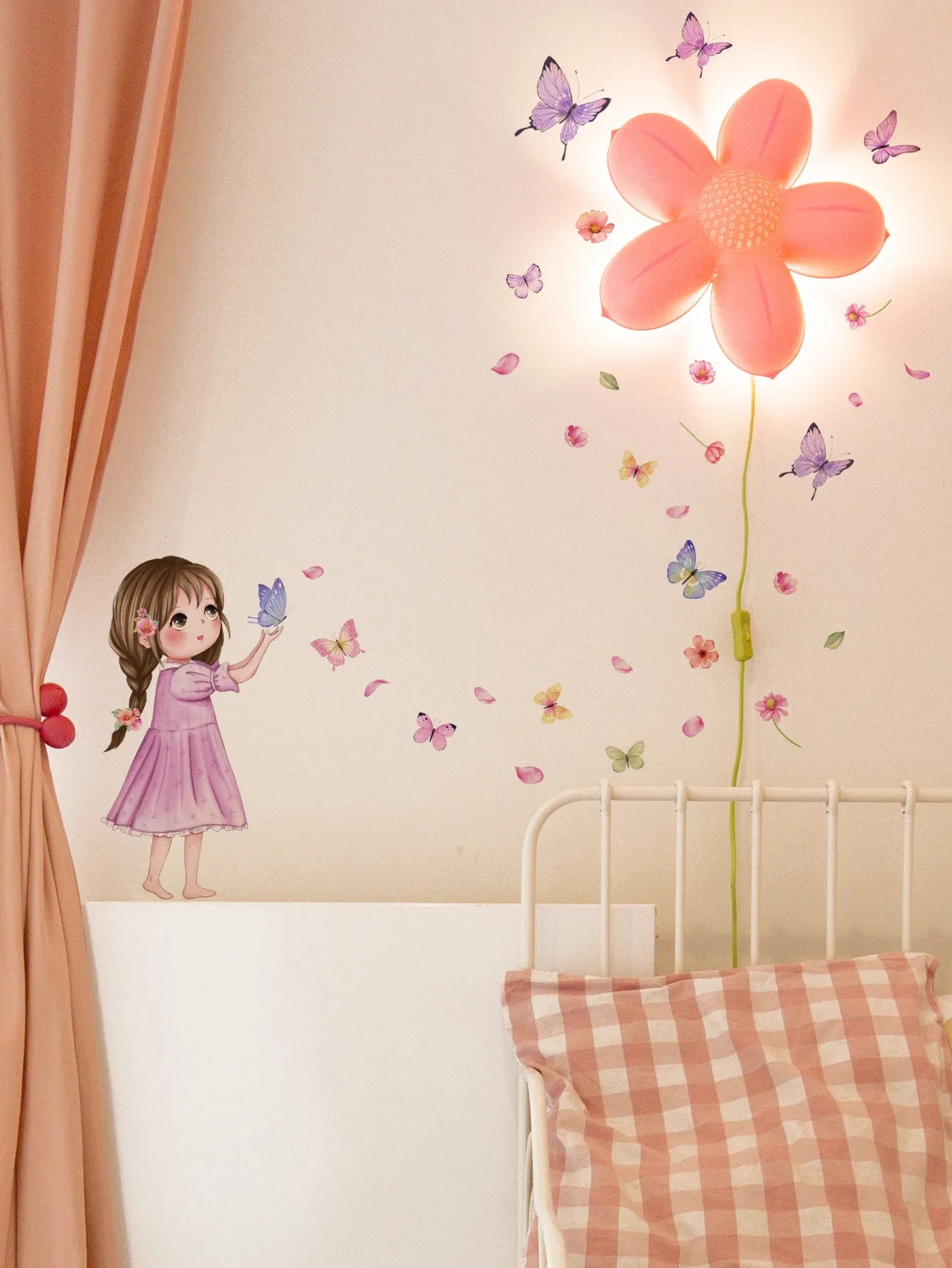 Girl And Butterflies Wall Sticker Decorative Wall Art Decal Creative Design for