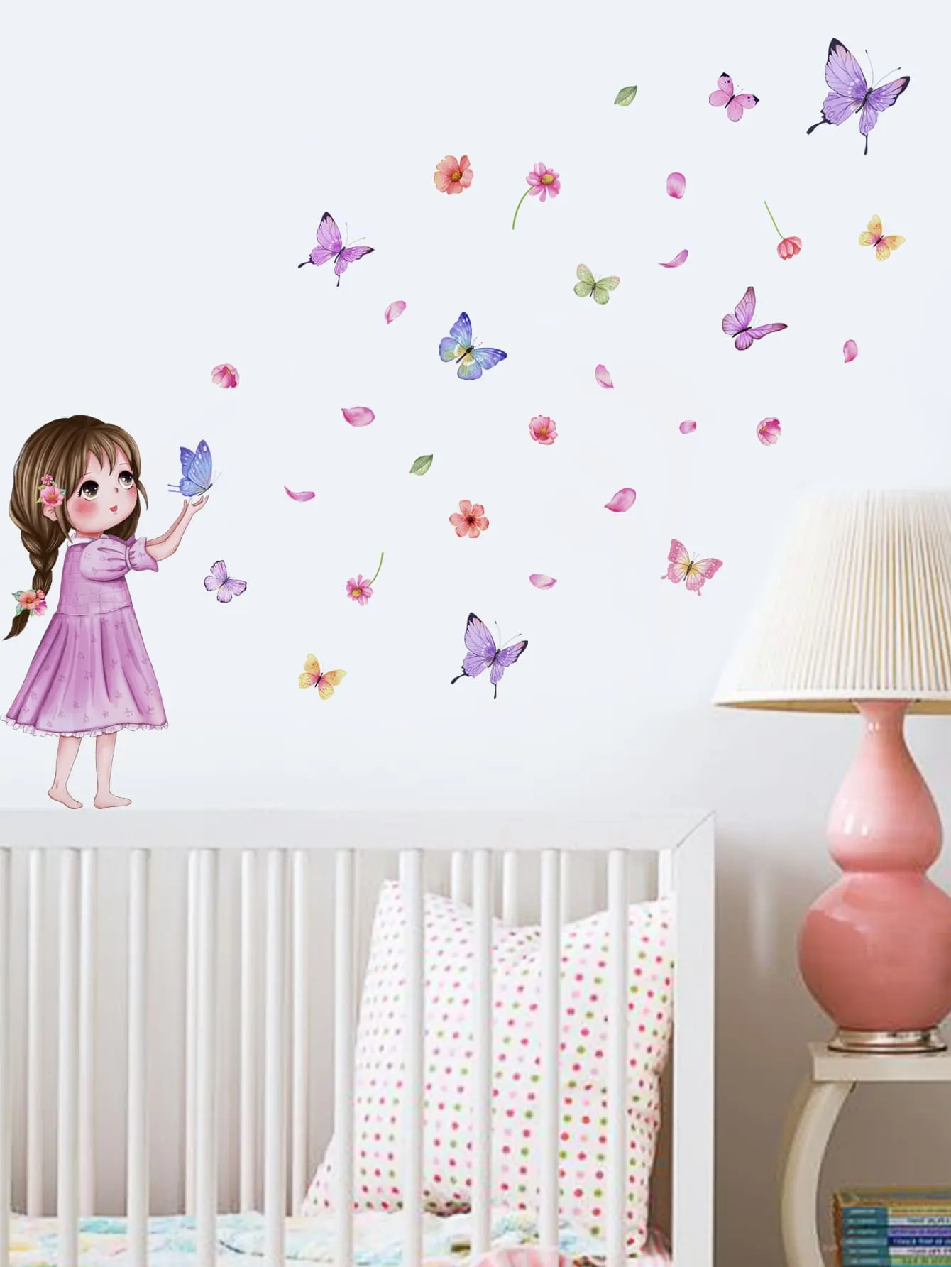 Girl And Butterflies Wall Sticker Decorative Wall Art Decal Creative Design for