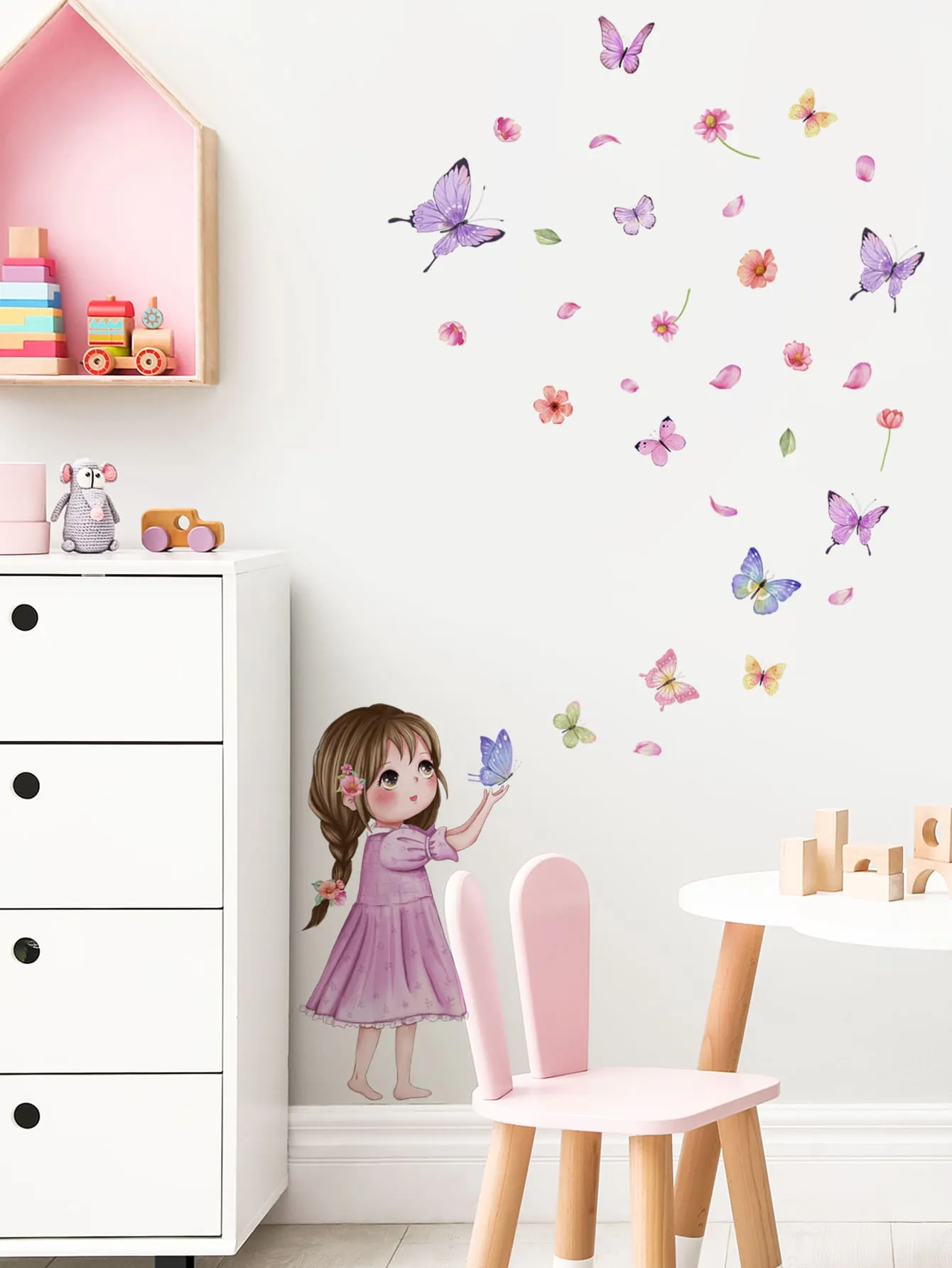 Girl And Butterflies Wall Sticker Decorative Wall Art Decal Creative Design for