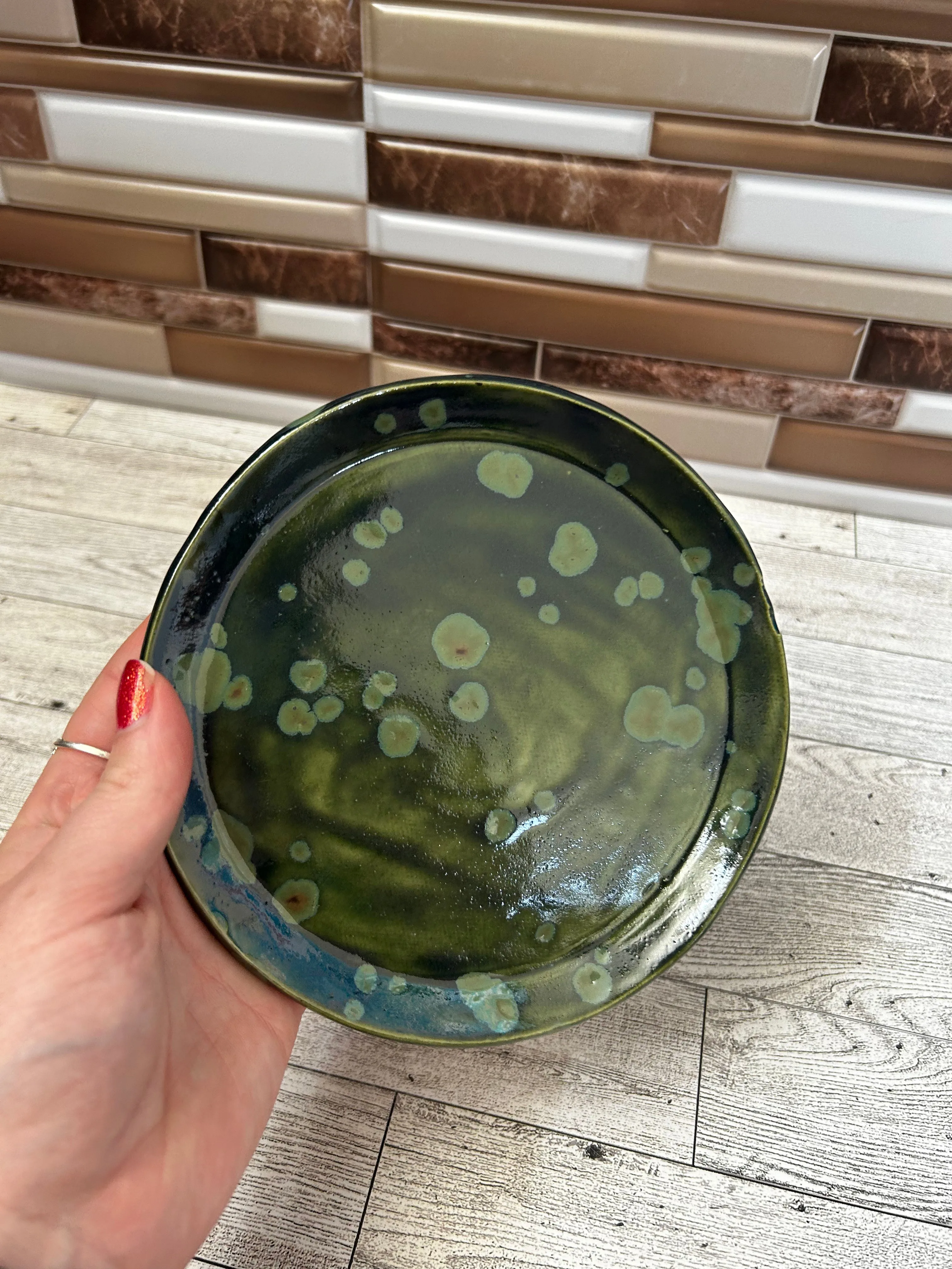 Green Crystal Ceramic 6.5" Diameter Circle Plate