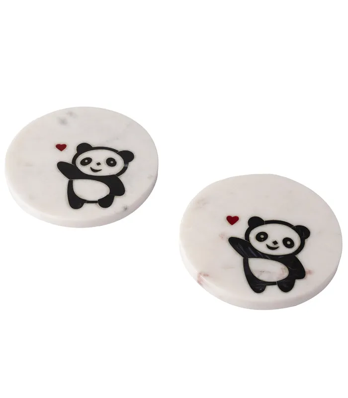 Heart Panda Coasters - Set of 2