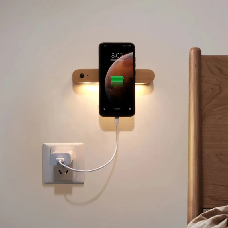 IllumiKey Magnetic Wooden Key Holder and Sensor Nightlight