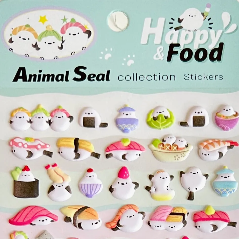 Kawaii Sushi Puffy Stickers Sheet