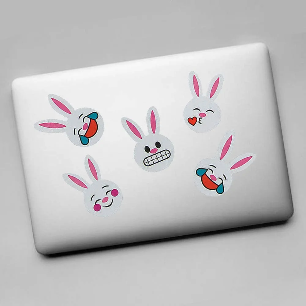 Kicko Bunny Stickers for Kids - 4 Rolls Assorted Emoji Rabbit Face Decals - Emoticon