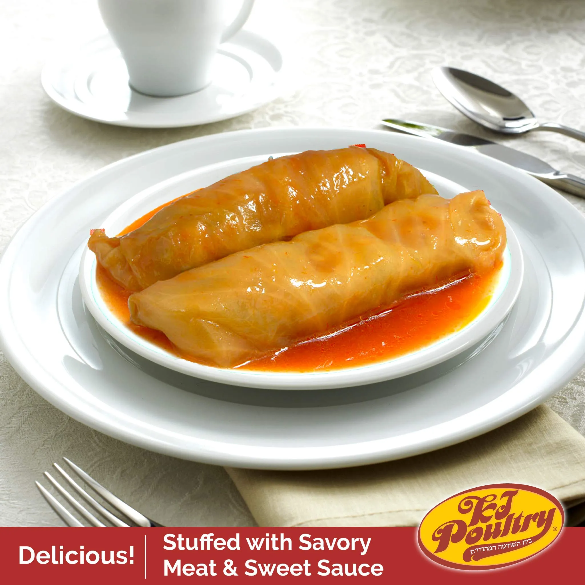 KJ Poultry Kosher, Gluten-Free Beef Stuffed Cabbage Rolls - 6 Pack