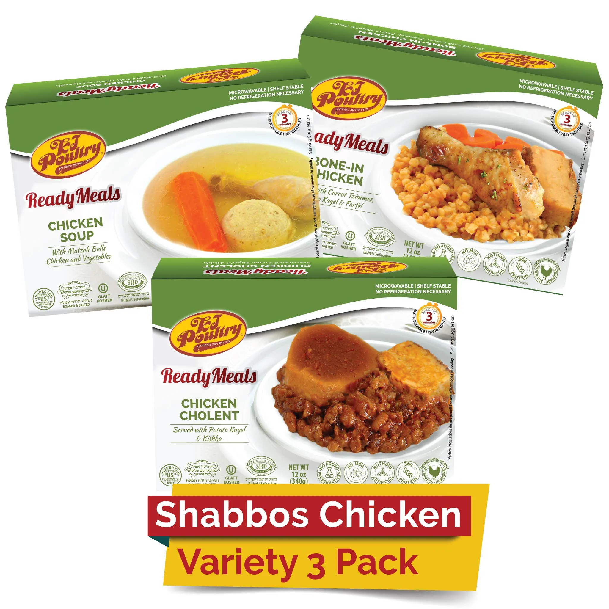 KJ Poultry, Kosher, Shabbos Chicken Variety - 3 Pack