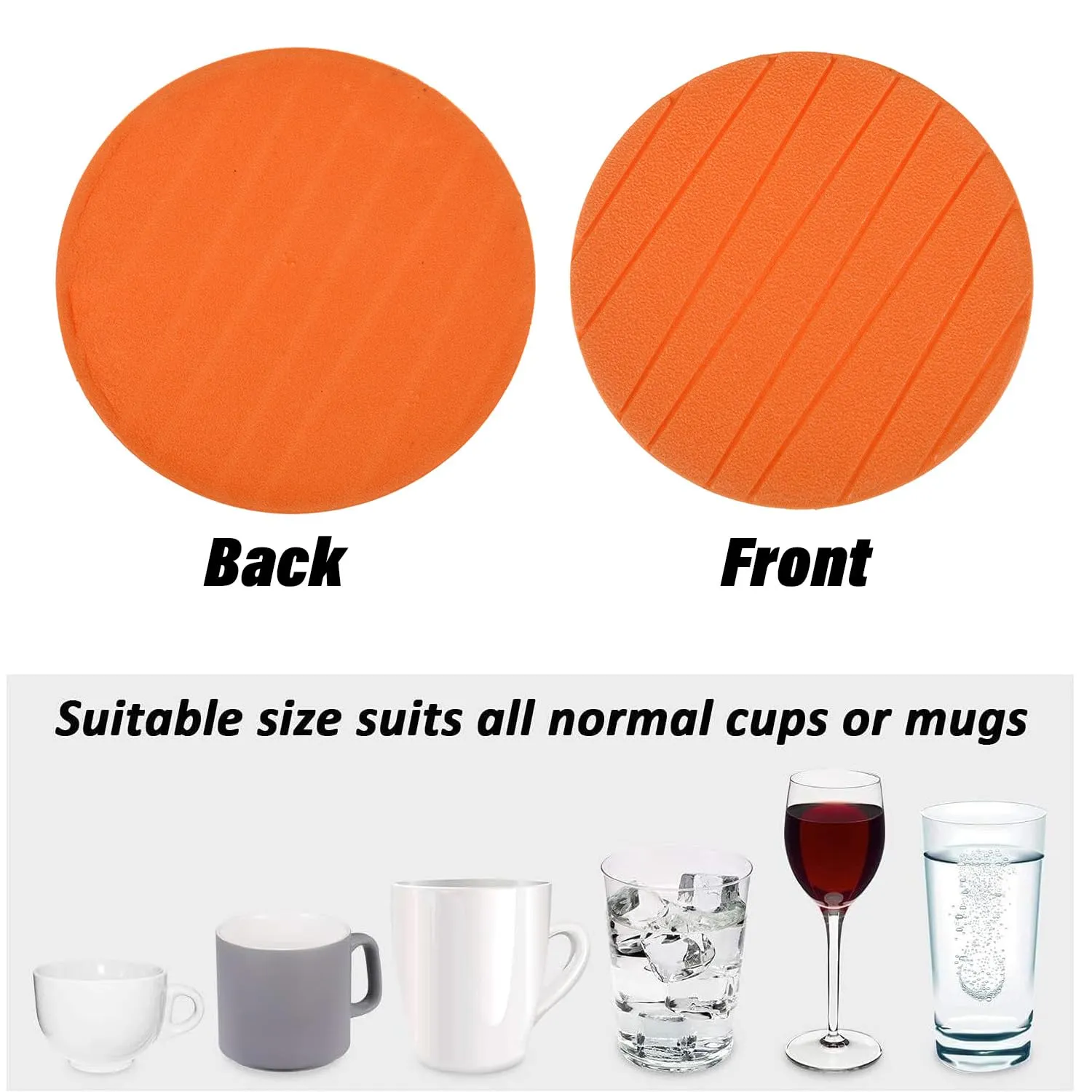 Kuber Industries Coaster | Round Drink Coasters | Foam Tea Coasters for Kitchen | Coasters for Dining Table | Office Desk Coasters | Lining Round Coaster | 6 Piece Set | Orange