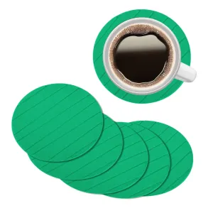 Kuber Industries Coaster | Tea Coasters for Office Table | Foam Tea Coasters for Kitchen | Coasters for Dining Table | Office Desk Coasters | Round Lining-Design Coaster | 6 Piece Set | Green