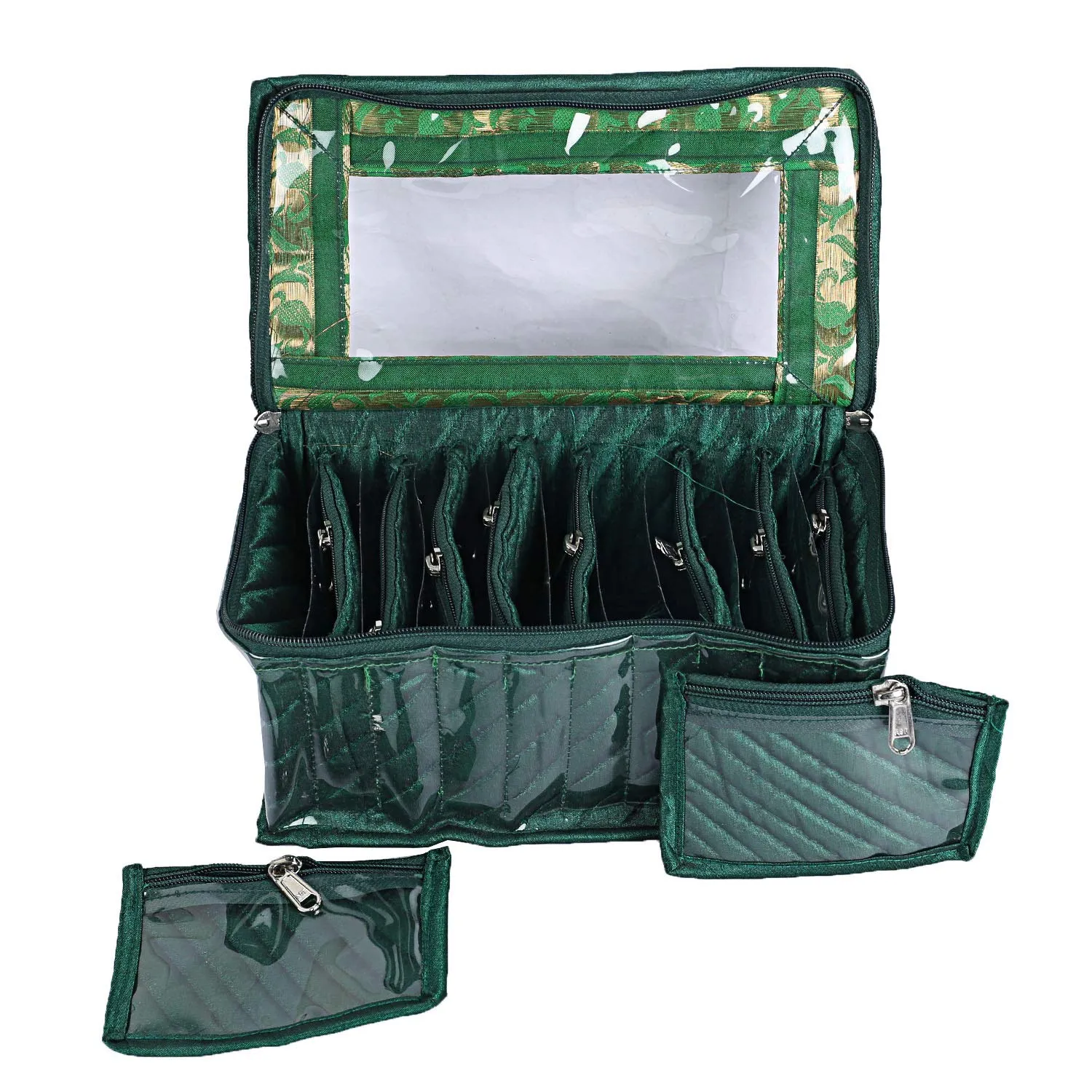 Kuber Industries CTKTC5318 Laminated Satin Pouch Jewellery Box (Green)