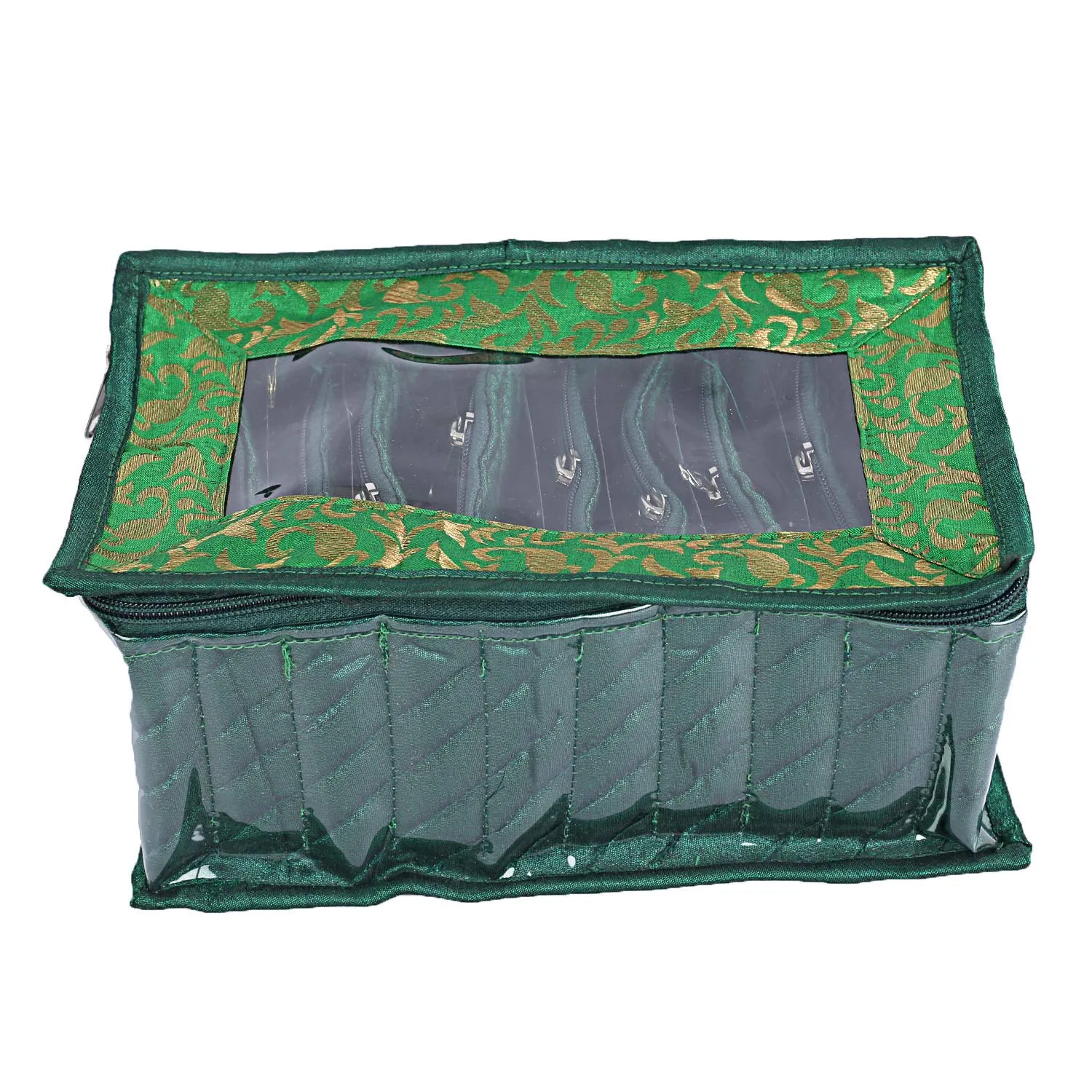 Kuber Industries CTKTC5318 Laminated Satin Pouch Jewellery Box (Green)