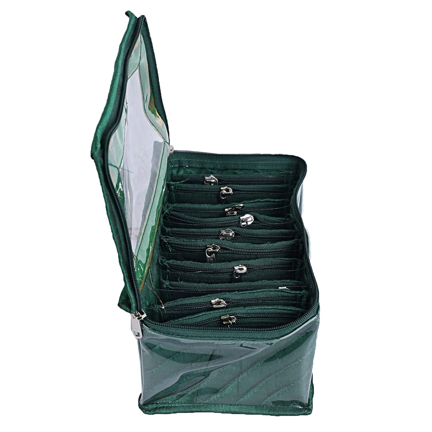 Kuber Industries CTKTC5318 Laminated Satin Pouch Jewellery Box (Green)