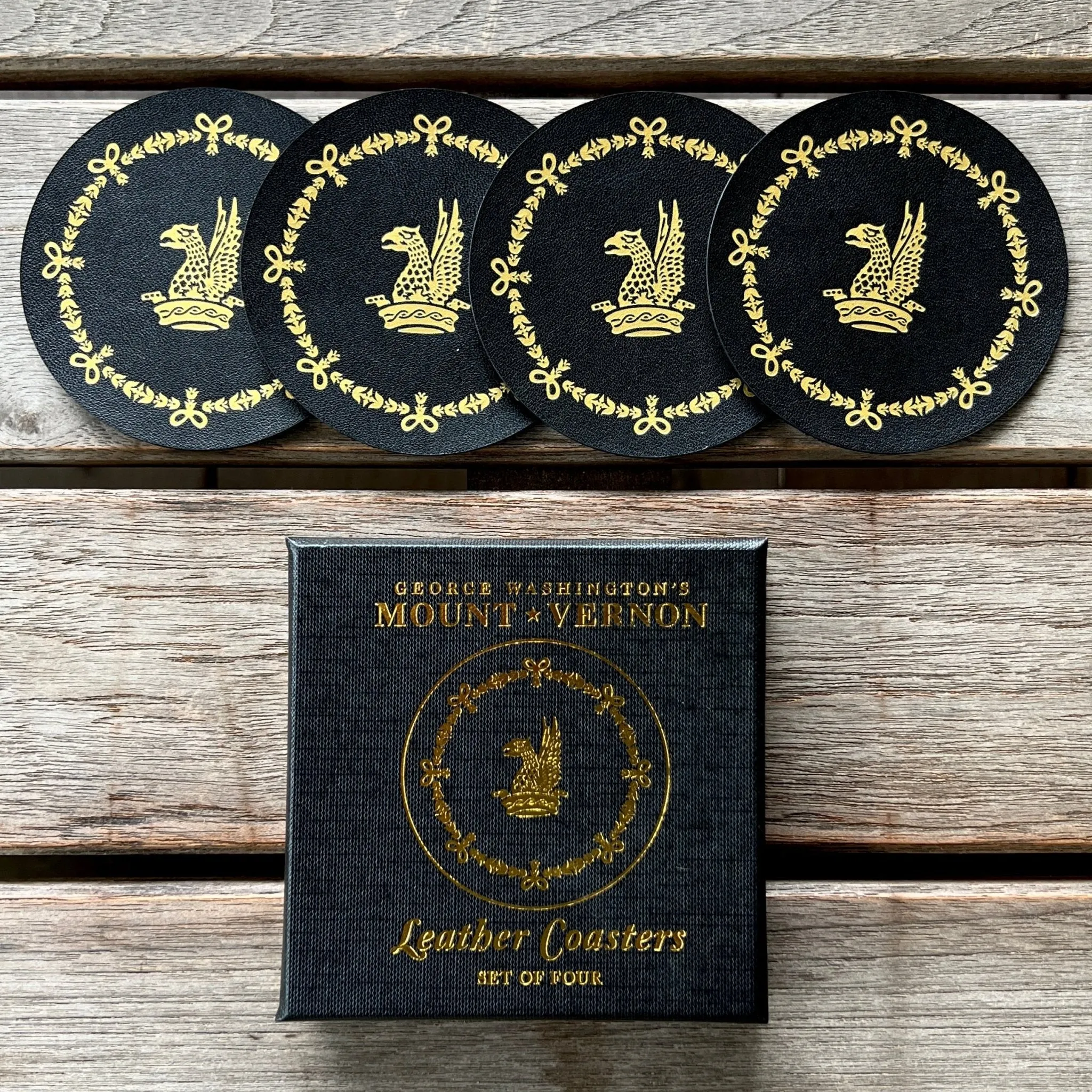 Leather Coasters - Boxed Set of Four - Black