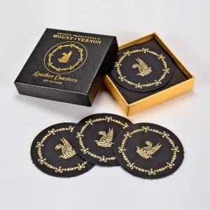 Leather Coasters - Boxed Set of Four - Black