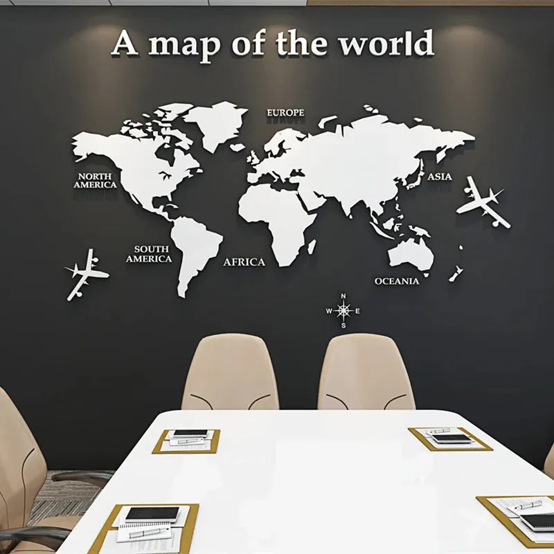 Map Of The World 3d Wall Mural Crystal Mirrored Acrylic World Map Wall Decal Sticker For Office Living Room Kid's Room Creative DIY Home Decor