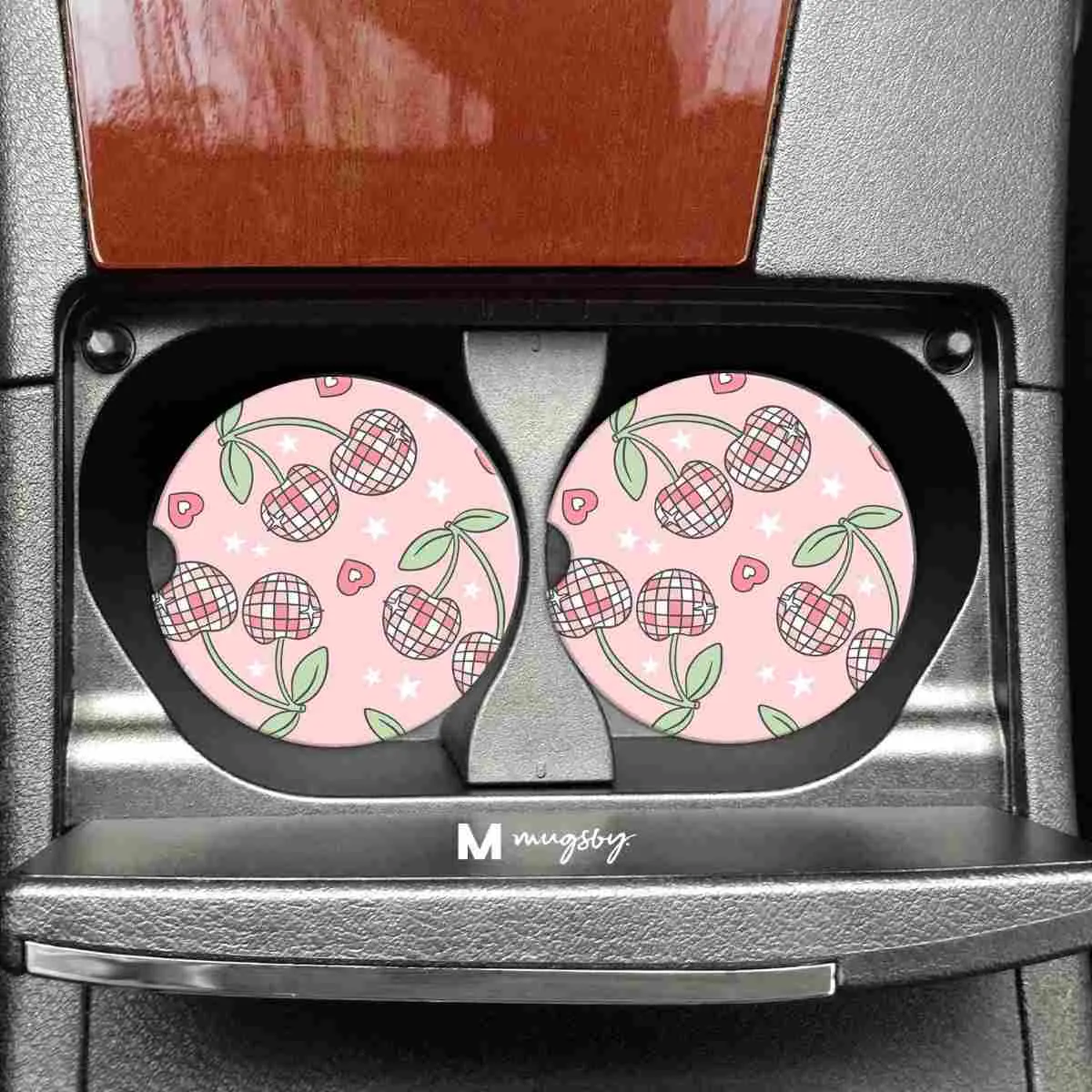 Mugsby | Disco Cherries Valentine's Car Coasters