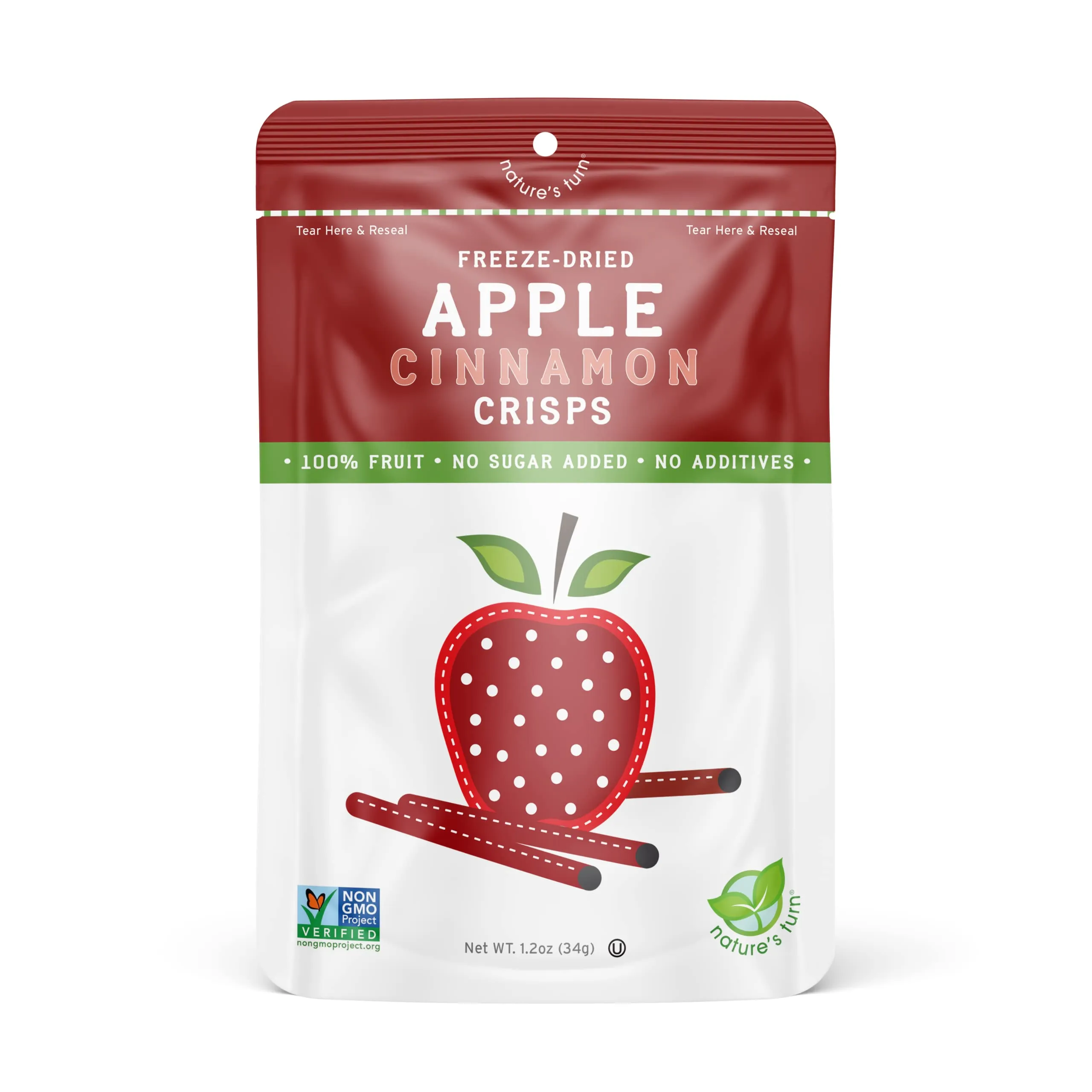 Nature’s Turn Freeze-Dried Fruit Snacks, Apple Cinnamon Crisps - Pack of 6 (1.2 oz Each)