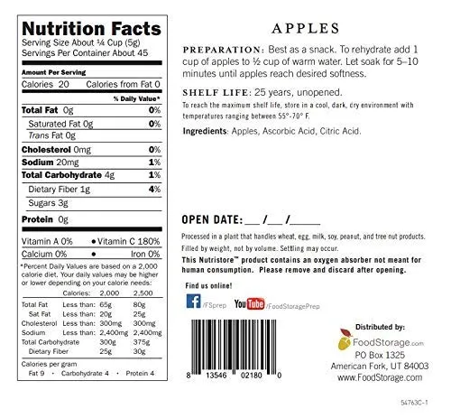 Nutristore Freeze-Dried Fuji Apples #10 Can - 45 Servings