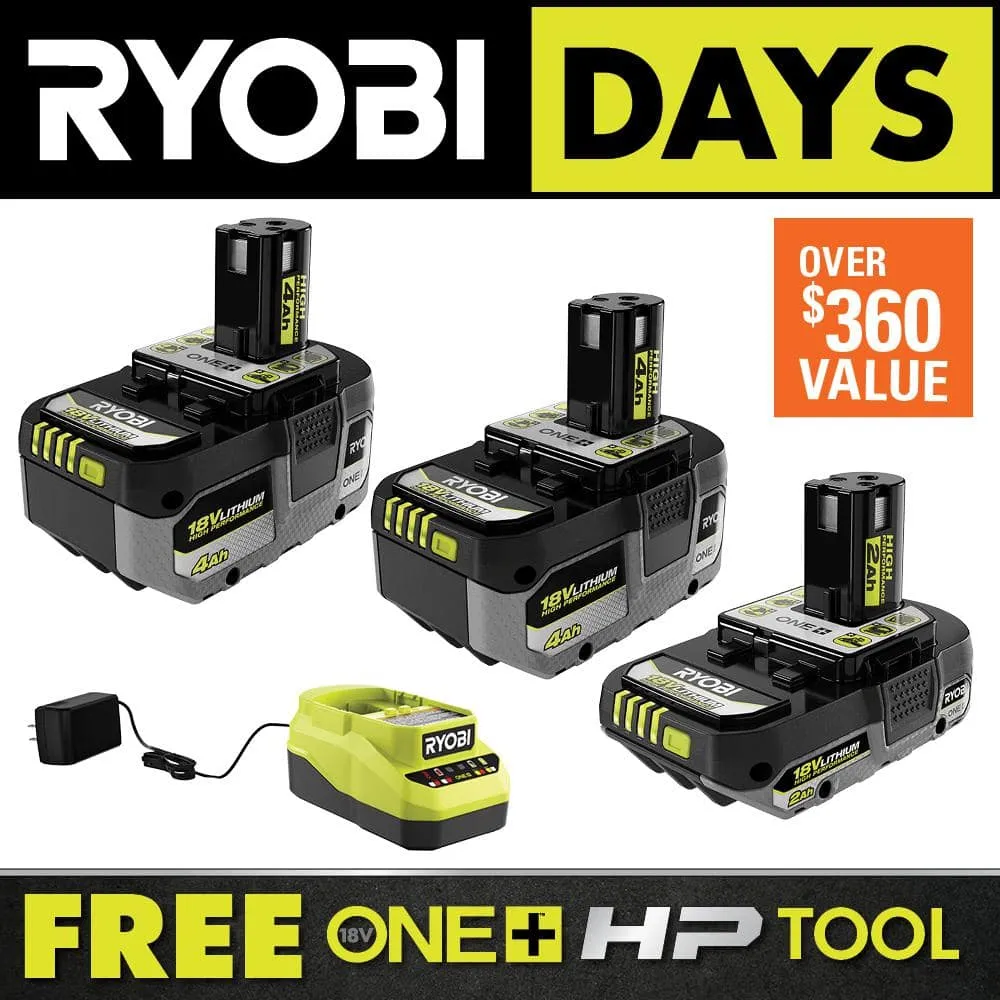 Open Box - ONE  18V Lithium-Ion HIGH PERFORMANCE Starter Kit with 2.0 Ah Battery, (2) 4.0 Ah Batteries, and Charger