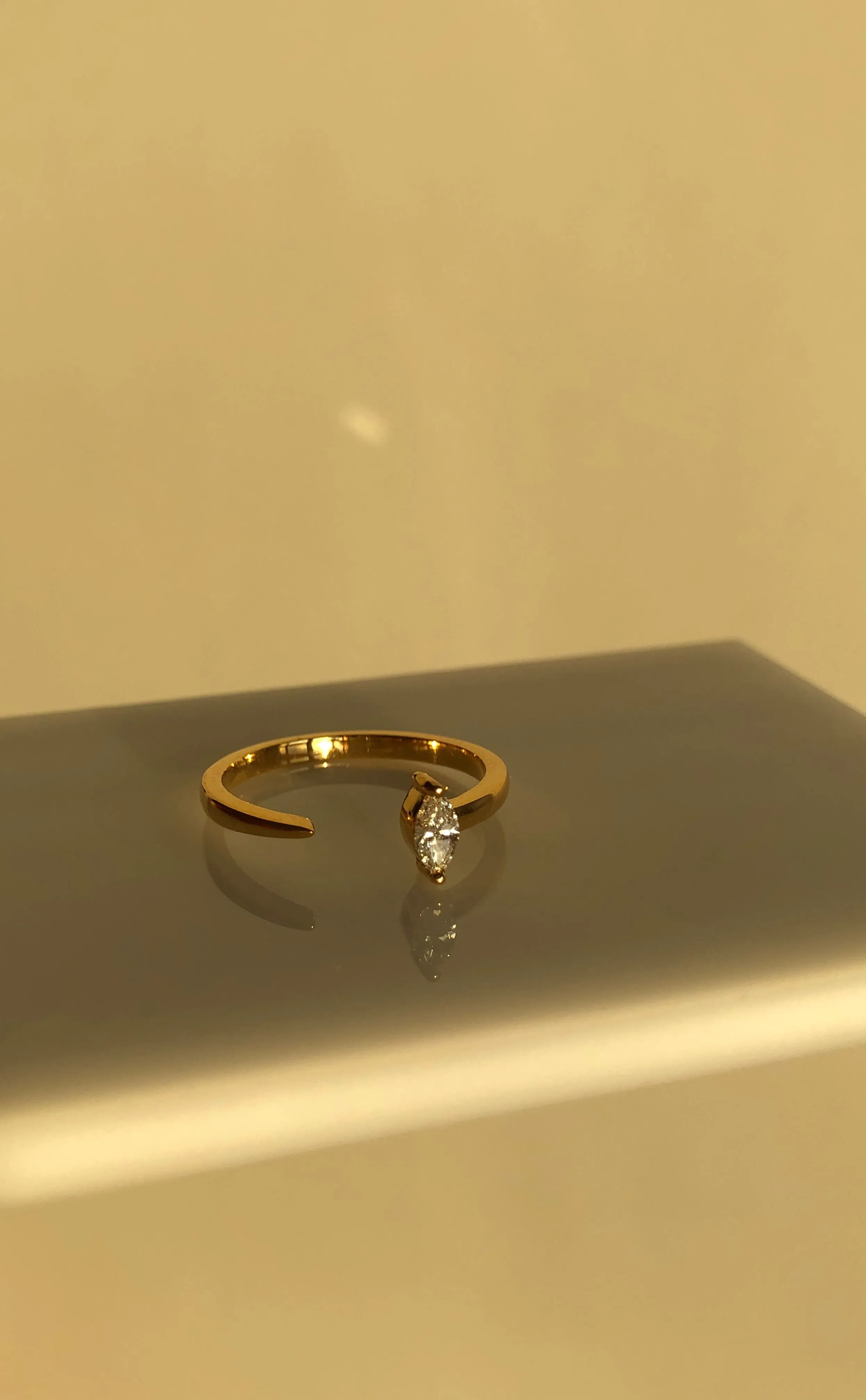 Open Tapered Ring No. 1 - Marquise Diamond (0.135 ct), Solid 14k Gold | ONE-OF-A-KIND