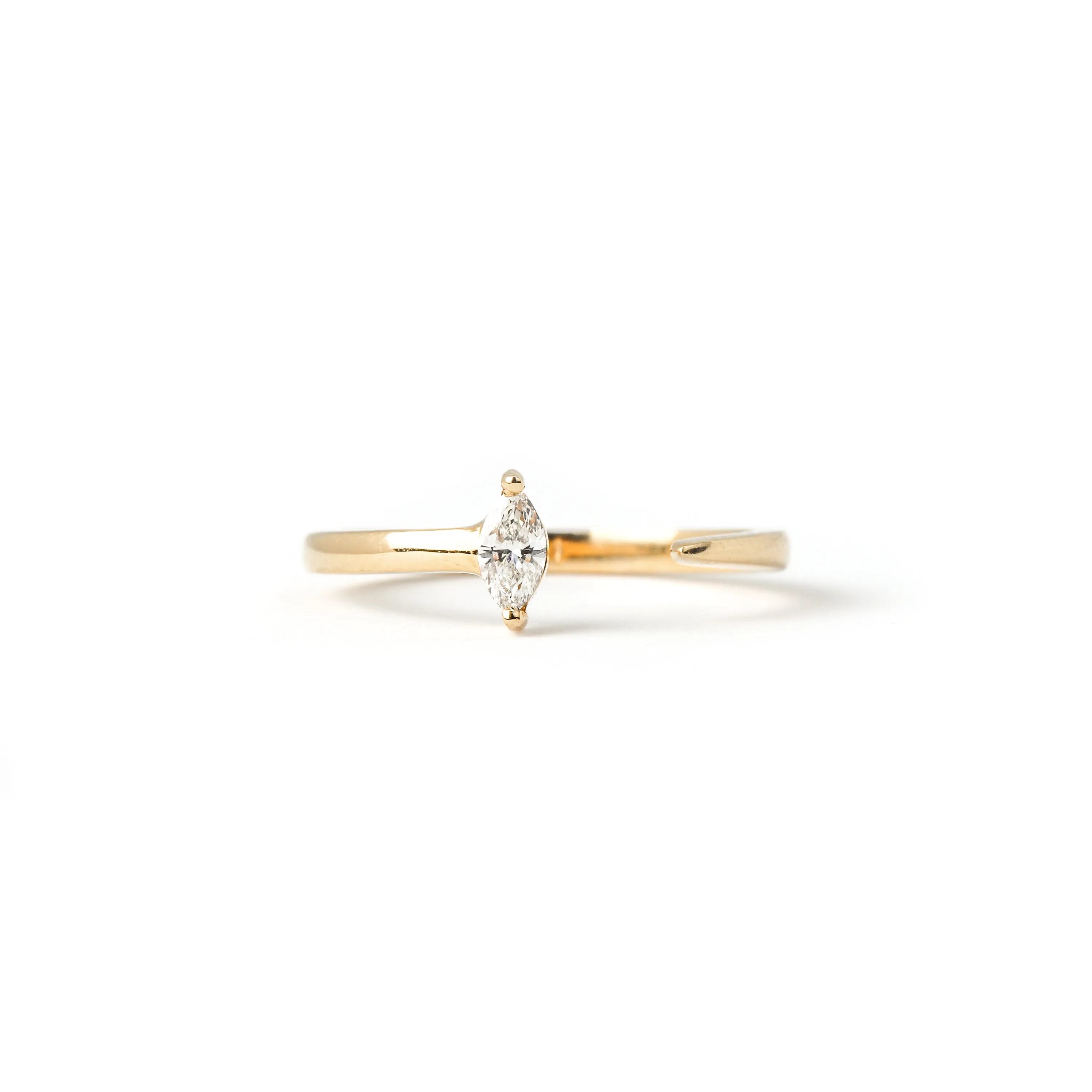 Open Tapered Ring No. 1 - Marquise Diamond (0.135 ct), Solid 14k Gold | ONE-OF-A-KIND