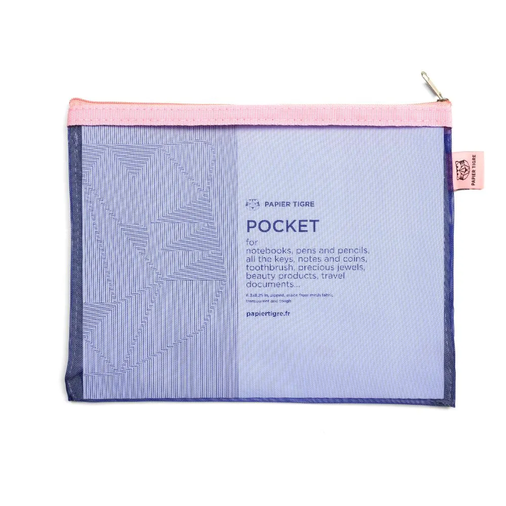 Paper Tigre Mesh Pouch, Medium - Indigo & Pink