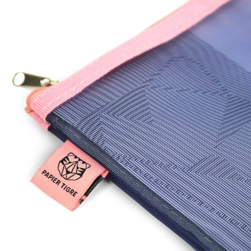 Paper Tigre Mesh Pouch, Medium - Indigo & Pink