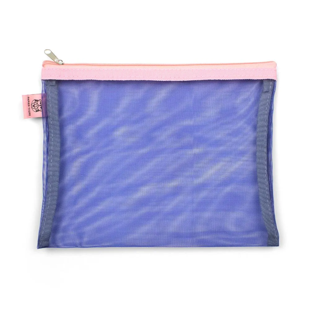 Paper Tigre Mesh Pouch, Medium - Indigo & Pink