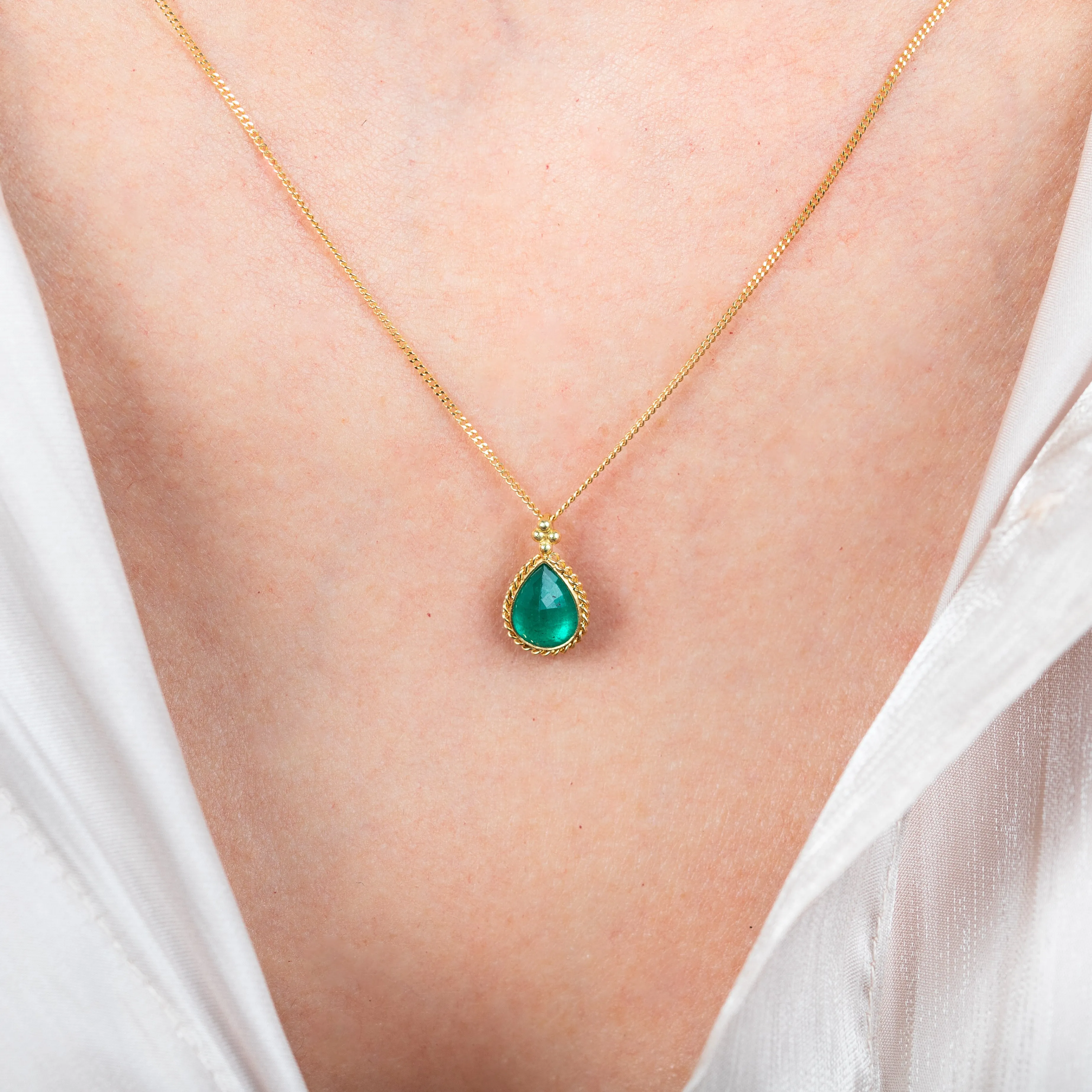 Petite Emerald Teardrop Necklace