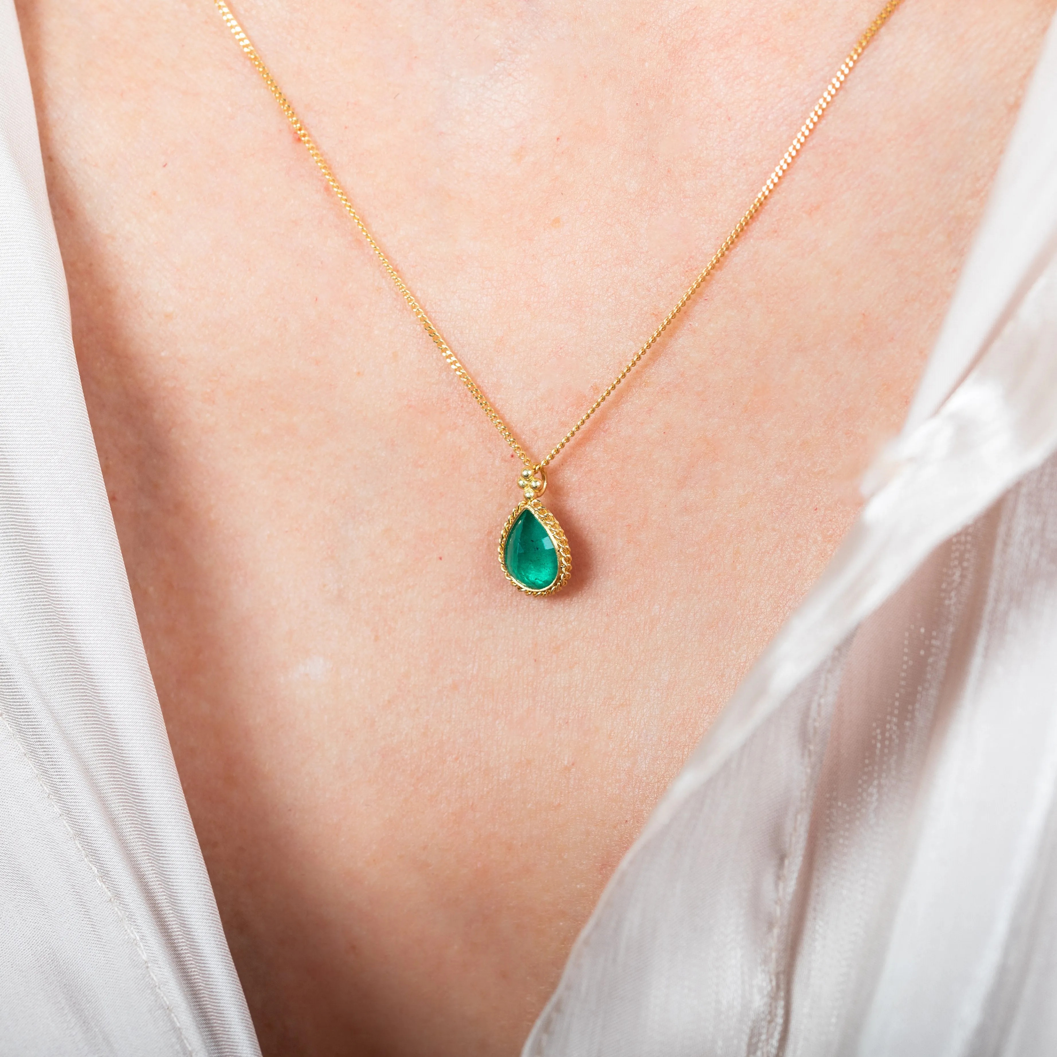 Petite Emerald Teardrop Necklace