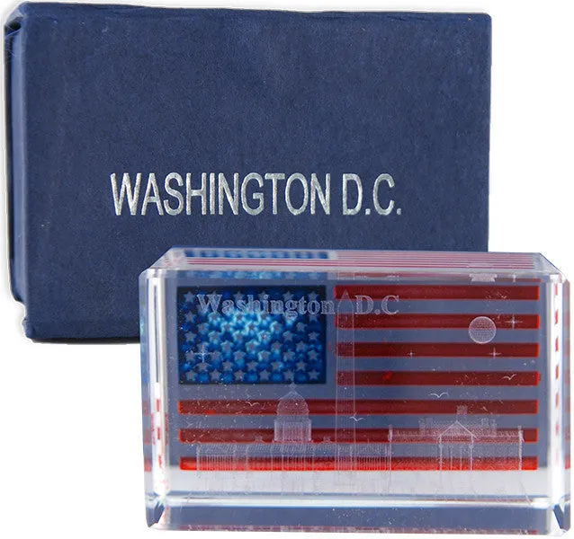 PWDC24 Crystal Cube USA Flag 3 Buildings Washington DC