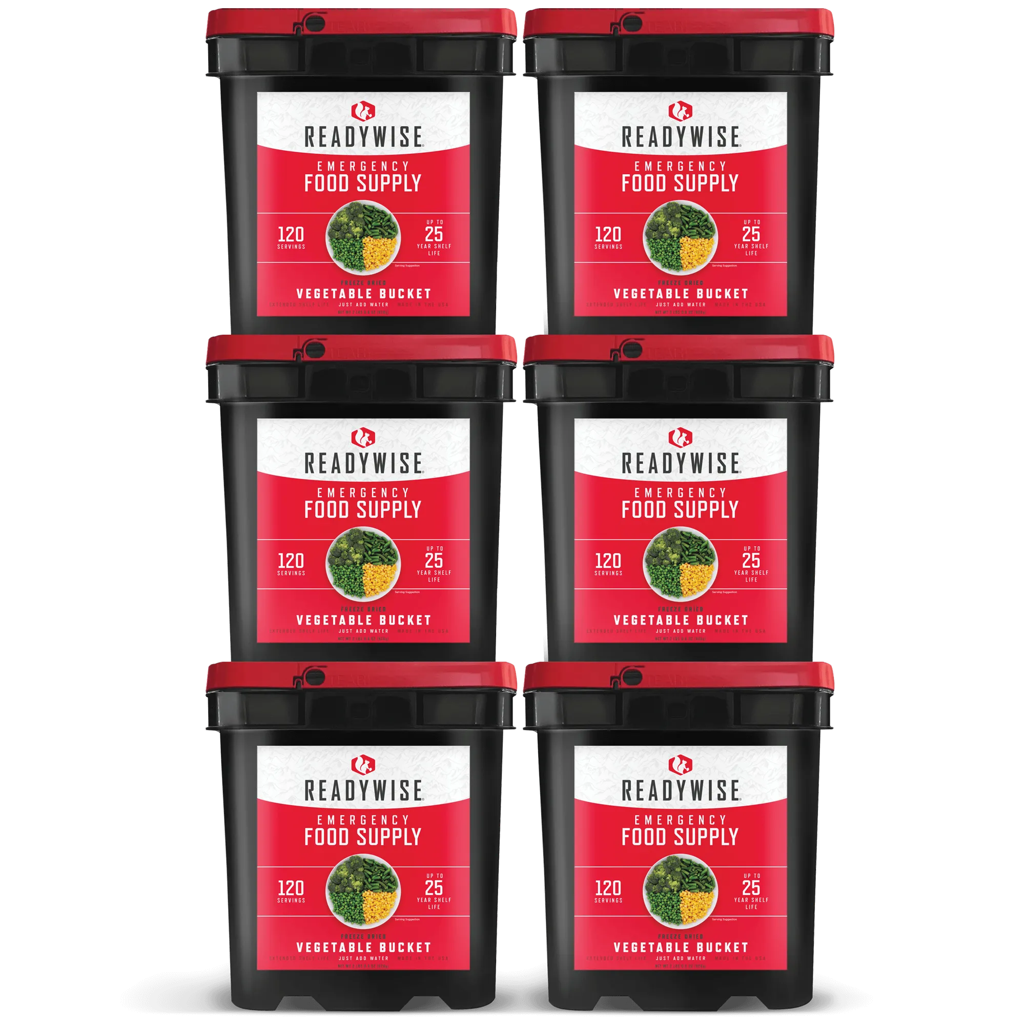 ReadyWise - 120 Serving Freeze Dried Vegetable Bucket - 6 Pack