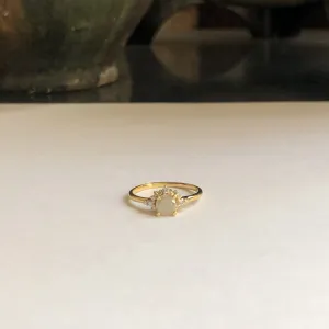 Ring with Round Salt & Pepper and White Diamonds, Solid 14k Gold | ONE-OF-A-KIND