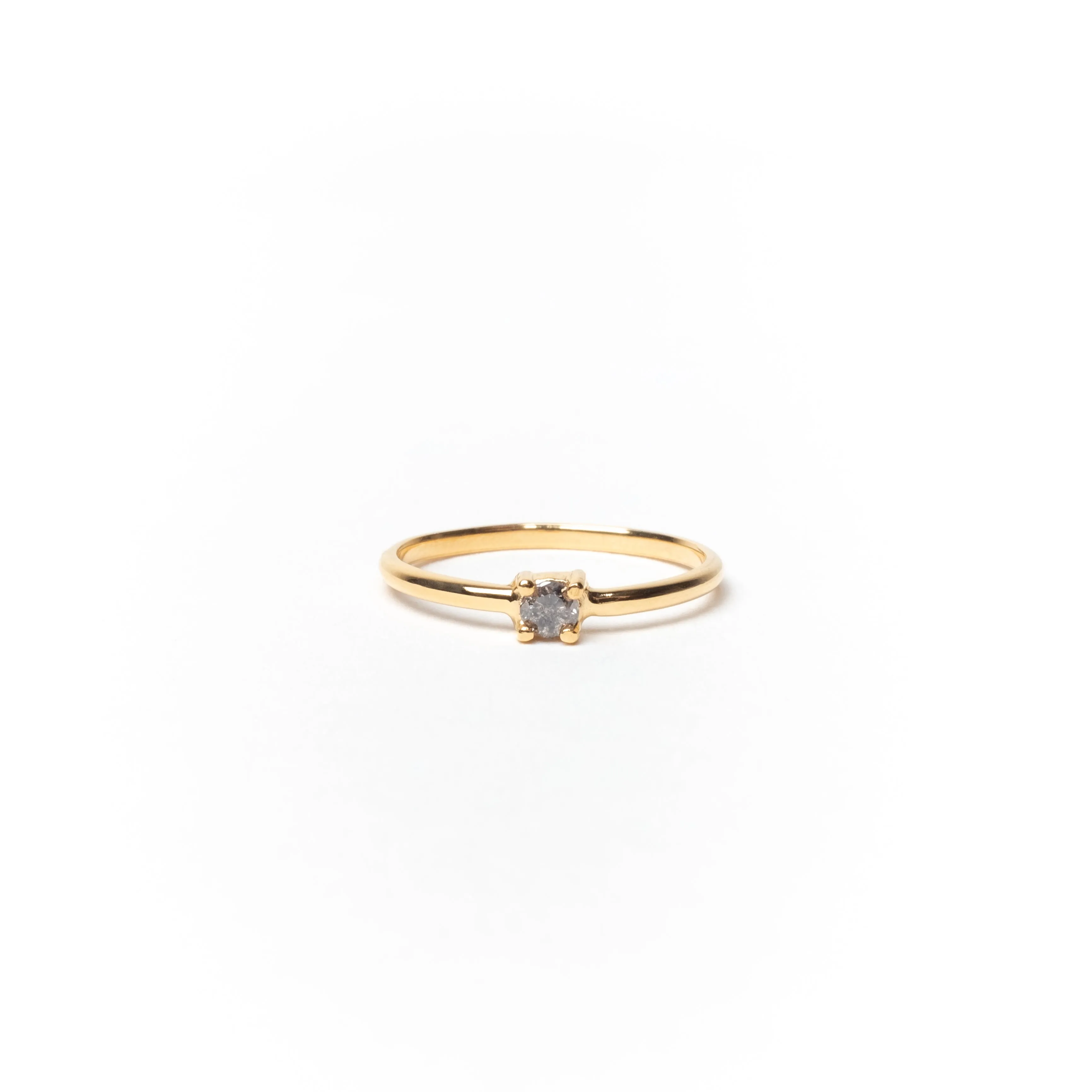 Ring with Round Salt & Pepper Diamond, Solid 14k Gold | LIMITED