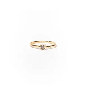 Ring with Round Salt & Pepper Diamond, Solid 14k Gold | LIMITED