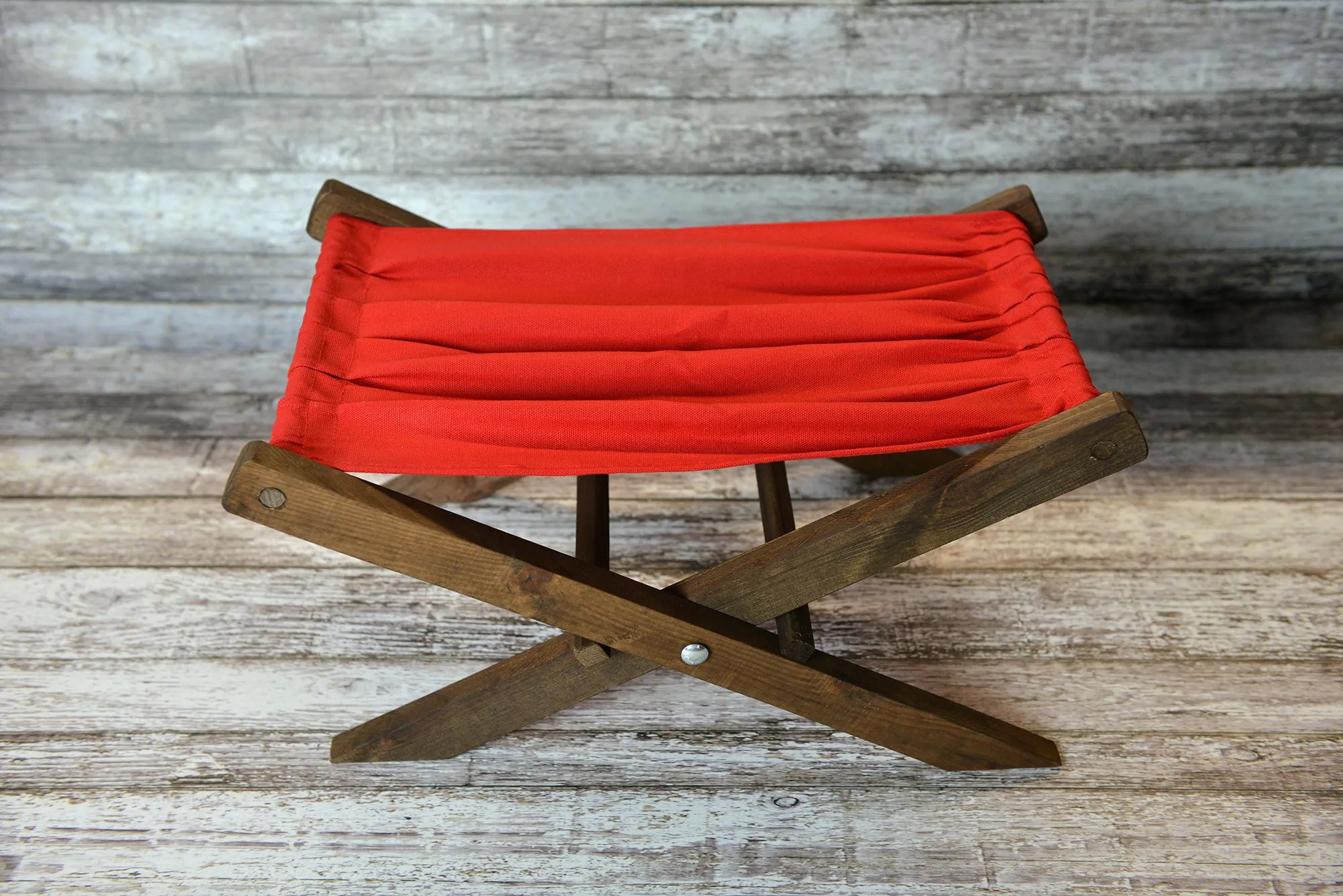 Rustic Deck Chair AND Matching Pillow - Red Canvas - Interchangeable