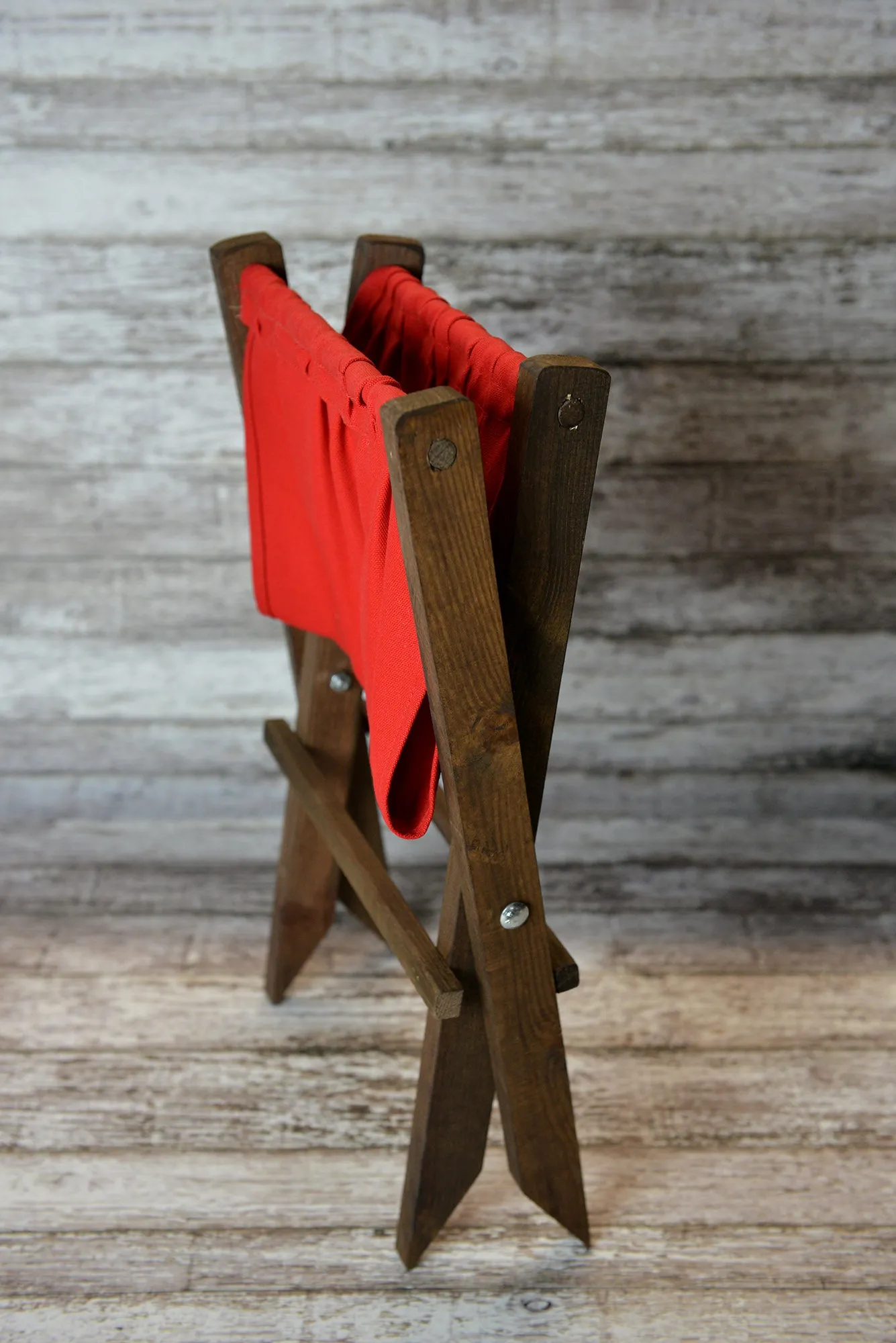 Rustic Deck Chair AND Matching Pillow - Red Canvas - Interchangeable