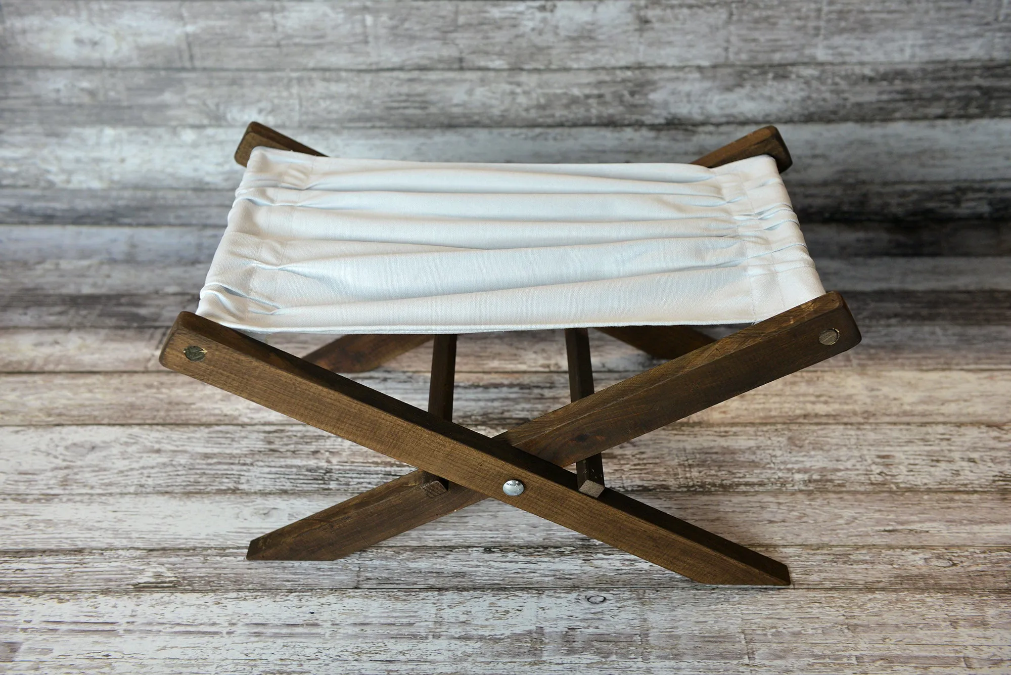 Rustic Deck Chair AND Matching Pillow - White Canvas - Interchangeable