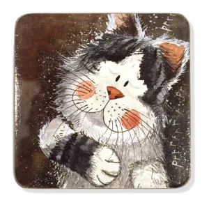 Set of 2 Taking It Easy Cat Coasters