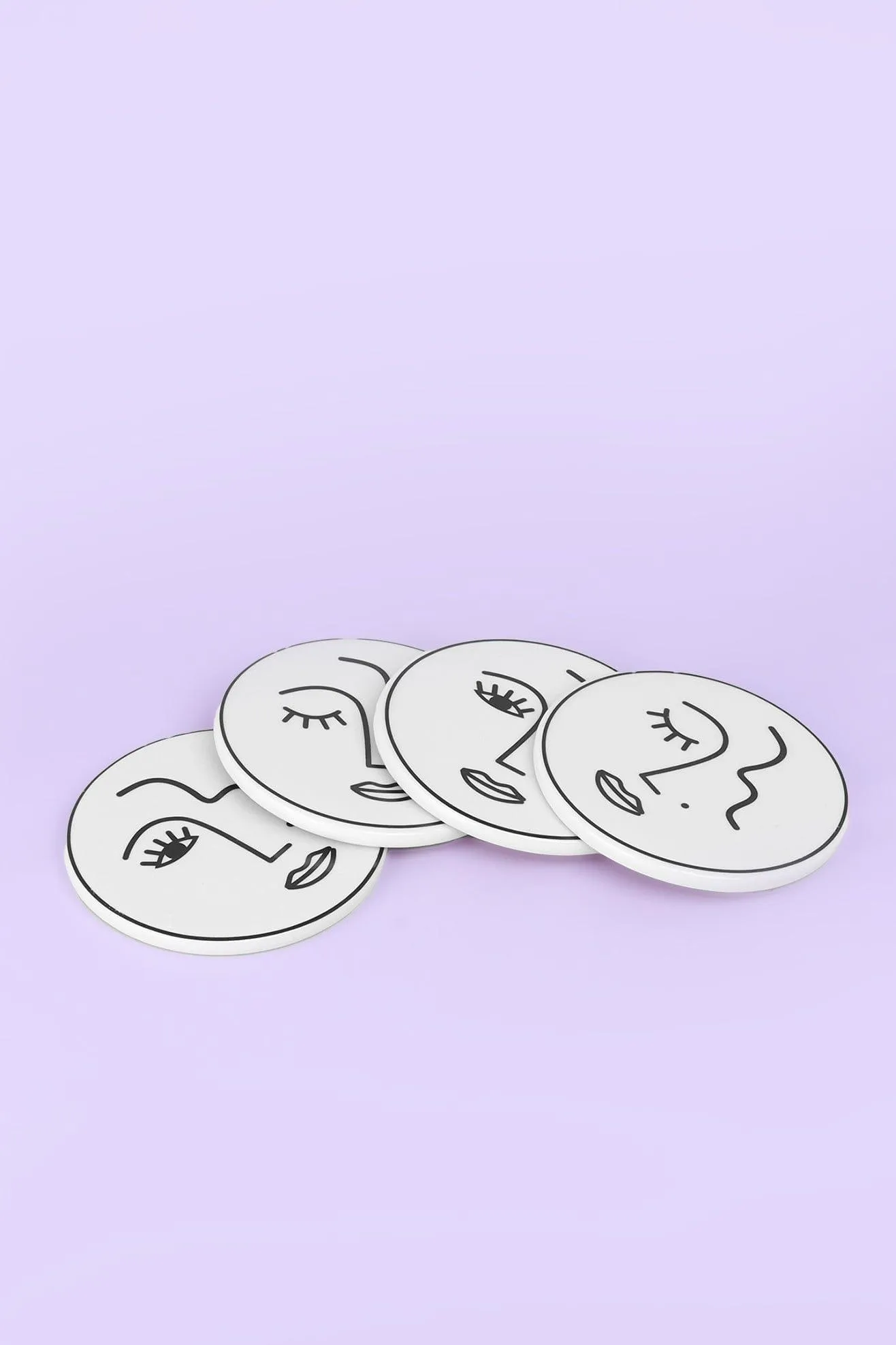 Set of 4 Abstract Face Coasters