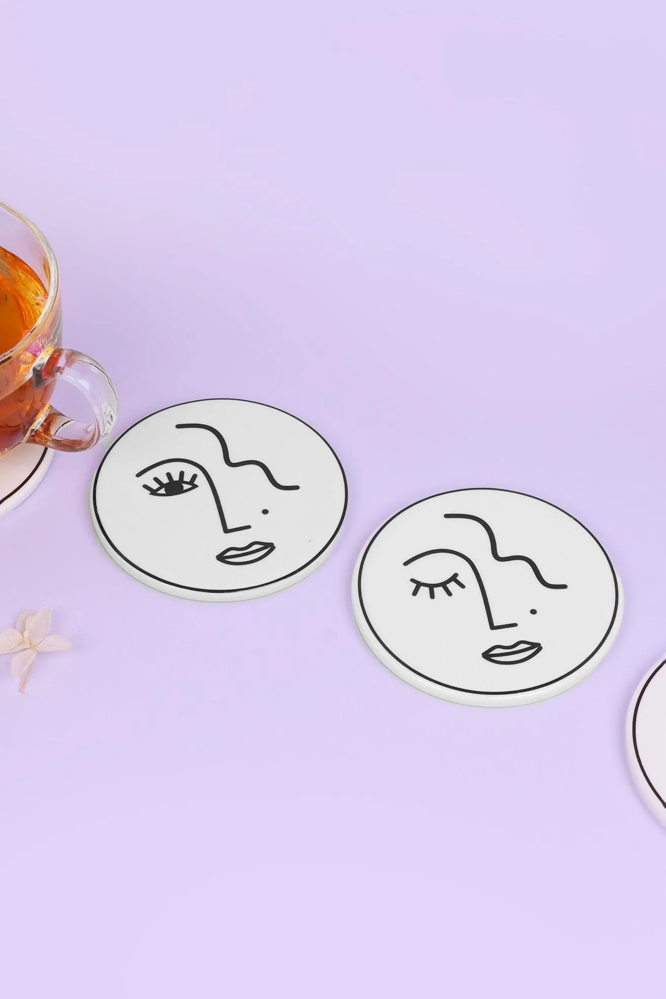 Set of 4 Abstract Face Coasters