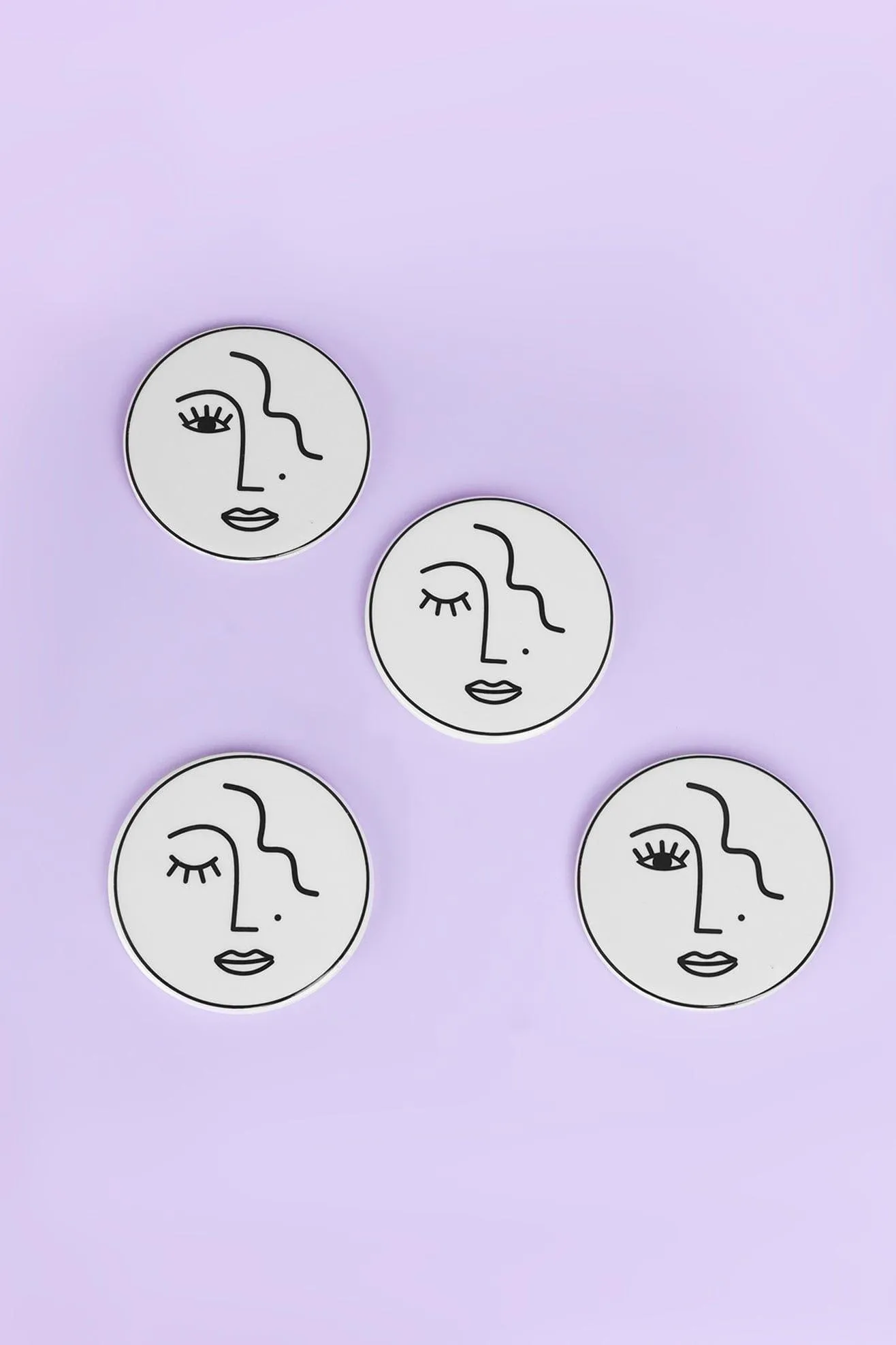 Set of 4 Abstract Face Coasters