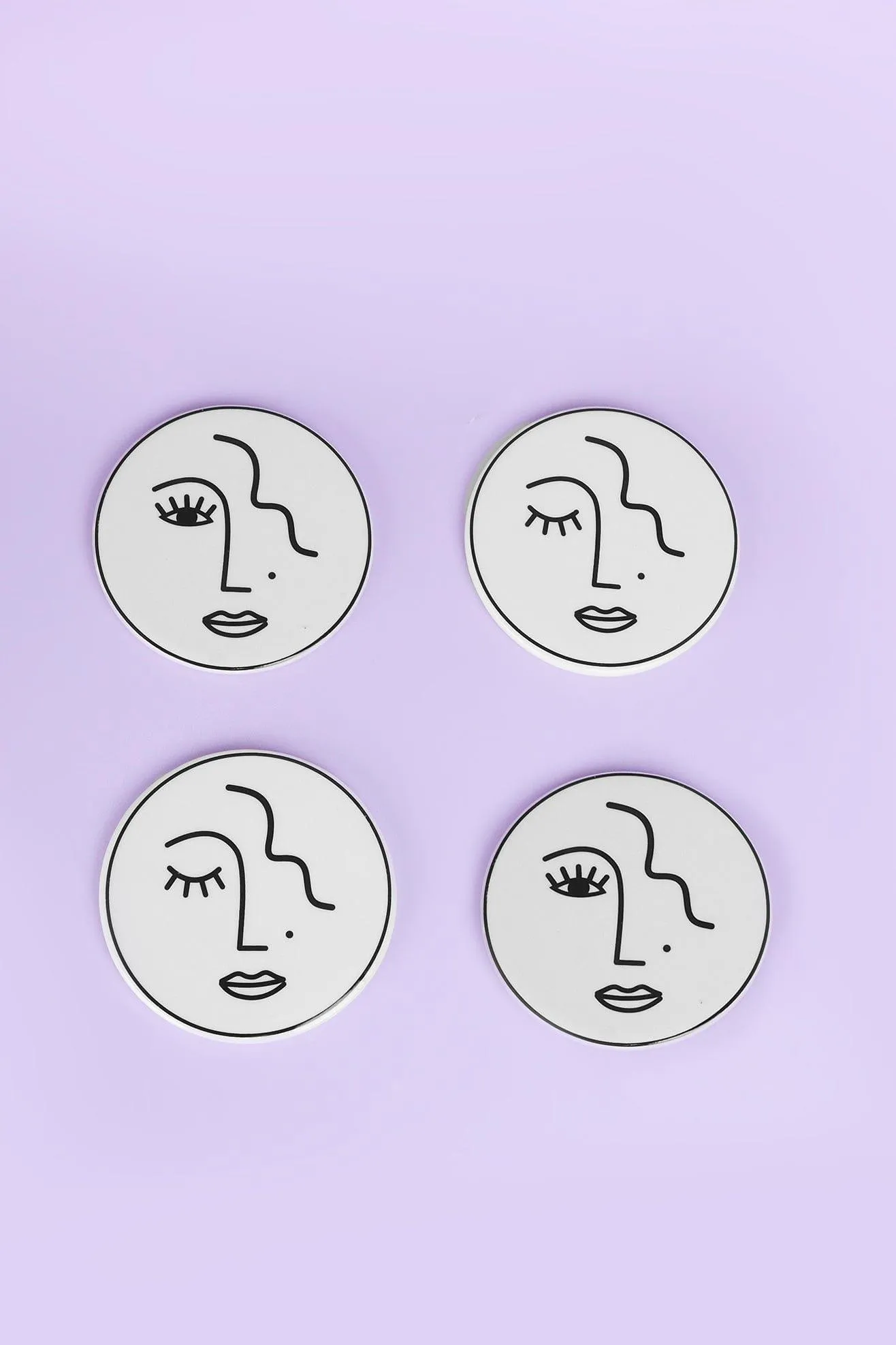 Set of 4 Abstract Face Coasters