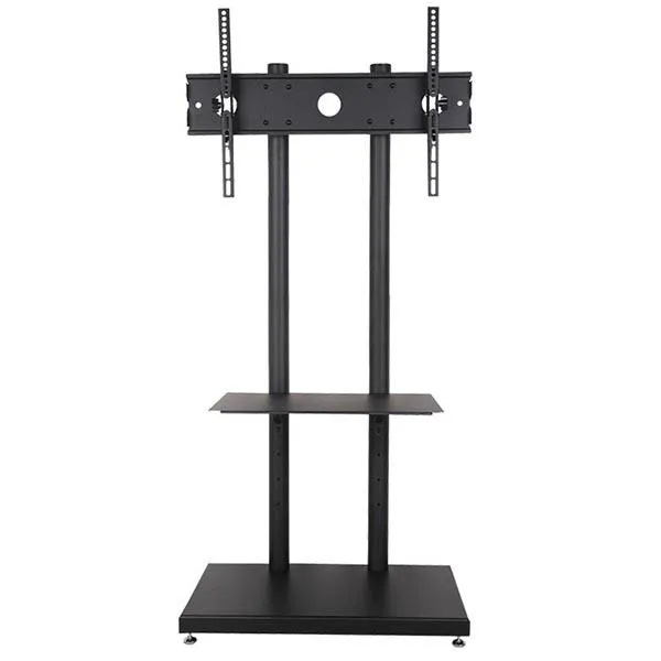 Sleek Metal Floor Stand, Adjustable Shelf for 32-65 Inch Flat Screen LCD, LED OLED TVs, Perfect for Corner & Bedroom, Loading 132 lbs, Black (H64)